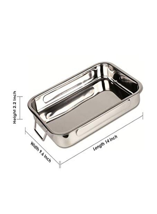 Chef Direct Stainless Steel Roasting Pan with Folding Handles - (Silver, 35cm) - Image 5